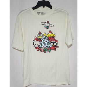 Hello kitty and friends around Christmas tree men's small shirt